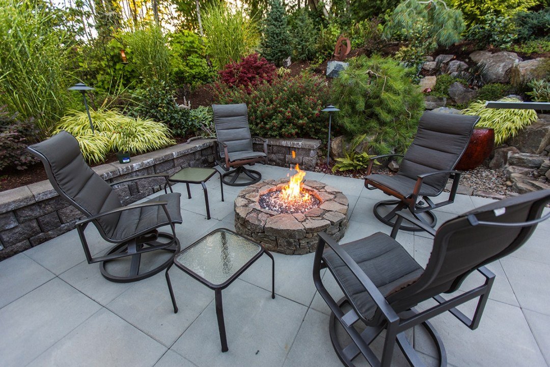patio with fire pit and chairs patio with fire pit and chairs by Dennis' 7 Dees