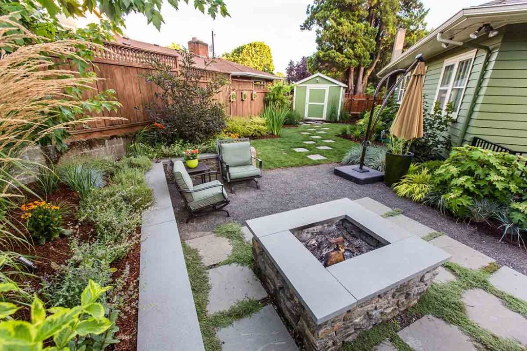 Fire pit and pathway in a side yard and plantings - By Dennis' 7 Dees Fire pit and pathway in a side yard and plantings - By Dennis' 7 Dees