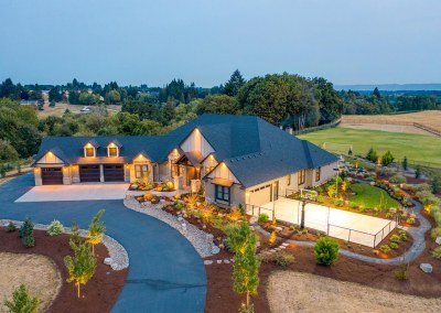luxury landscape design at nighttime